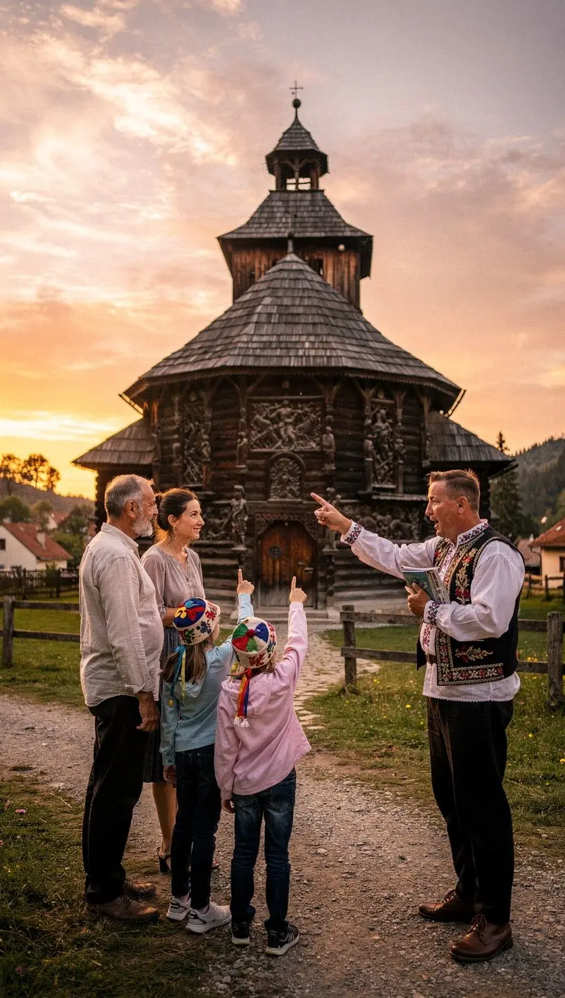 A local festival celebrating Slovak traditions, with colorful costumes and lively music in a historic setting.